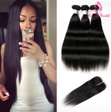 Malaysian Straight Hair With Closure & Bundles