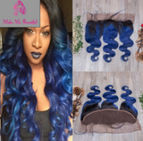 Blue Ombre Brazilian Body Wave Lace Frontal